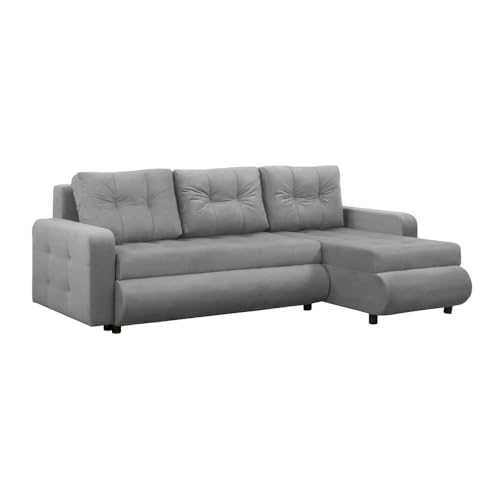 FORNIRO 24 Fabio Ecksofa mit Schlaffunktion und Bettkasten - Sofa mit 3 Sitzen und Robustem Überzug - Schlafcouch L-Form Universal - Modern Couch - 226x143x83 cm - Farben (Stoff Basic, Hellgrau) von FORNIRO 24