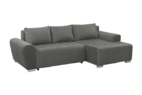 FORNIRO 24 Ferrero Ecksofa mit Schlaffunktion und Bettkasten - Sofa mit 3 Sitzen - Schlafcouch L-Form Universal - Modern Couch - Stoff Basic - 253x90x148 cm - Grau von FORNIRO 24