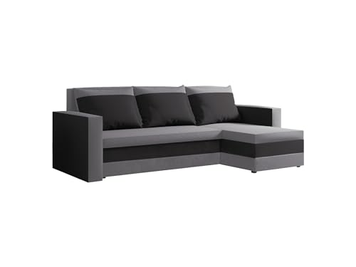 FORNIRO 24 Loft Ecksofa mit Schlaffunktion und Bettkasten - Sofa mit 3 Sitzen und Robustem Überzug - Universal Schlafcouch L-Form - Modern Couch - 225x130x75 cm - Graphit-Grau von FORNIRO 24