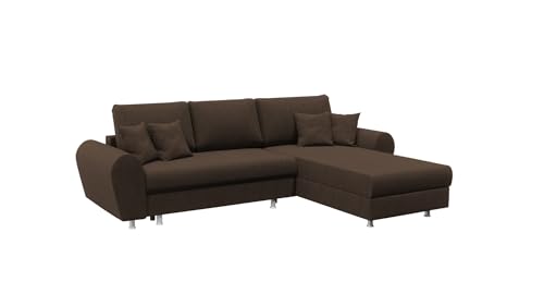 FORNIRO 24 Luis Ecksofa mit Schlaffunktion und Bettkasten - Sofa mit 3 Sitzen Überzug - Schlafcouch L-Form Universal - Modern Couch - 270x195x85 cm - Braun von FORNIRO 24