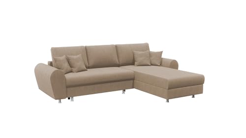 FORNIRO 24 Luis Ecksofa mit Schlaffunktion und Bettkasten - Sofa mit 3 Sitzen Überzug - Schlafcouch L-Form Universal - Modern Couch - 270x195x85 cm - Creme von FORNIRO 24