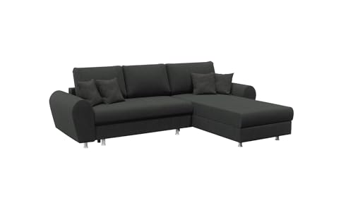FORNIRO 24 Luis Ecksofa mit Schlaffunktion und Bettkasten - Sofa mit 3 Sitzen Überzug - Schlafcouch L-Form Universal - Modern Couch - 270x195x85 cm - Graphit von FORNIRO 24