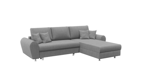 FORNIRO 24 Luis Ecksofa mit Schlaffunktion und Bettkasten - Sofa mit 3 Sitzen Überzug - Schlafcouch L-Form Universal - Modern Couch - 270x195x85 cm - Hellgrau von FORNIRO 24