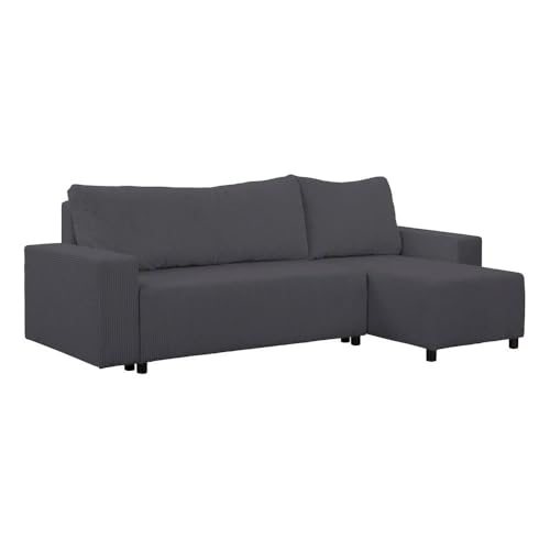 FORNIRO 24 Malaga Ecksofa mit Schlaffunktion und Bettkasten - Sofa mit 3 Sitzen und Robustem Überzug - Schlafcouch L-Form Universal - Modern Couch - 225x130x75 cm - Farben (Graphit) von HING HARBOR