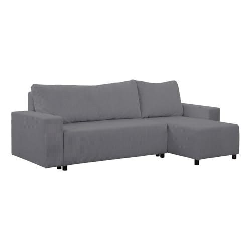FORNIRO 24 Malaga Ecksofa mit Schlaffunktion und Bettkasten - Sofa mit 3 Sitzen und Robustem Überzug - Schlafcouch L-Form Universal - Modern Couch - 225x130x75 cm - Farben (Grau) von FORNIRO 24