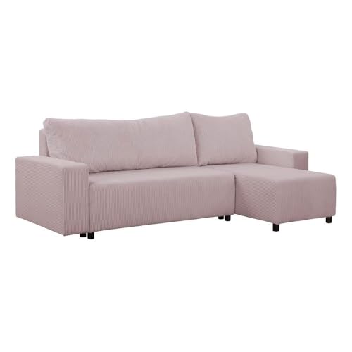 FORNIRO 24 Malaga Ecksofa mit Schlaffunktion und Bettkasten - Sofa mit 3 Sitzen und Robustem Überzug - Schlafcouch L-Form Universal - Modern Couch - 225x130x75 cm - Farben (Lachs) von HING HARBOR