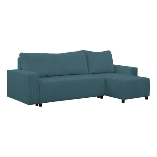 FORNIRO 24 Malaga Ecksofa mit Schlaffunktion und Bettkasten - Sofa mit 3 Sitzen und Robustem Überzug - Schlafcouch L-Form Universal - Modern Couch - 225x130x75 cm - Farben (Türkis) von FORNIRO 24