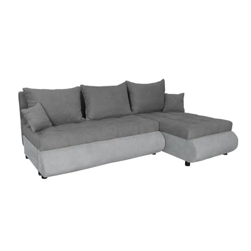 FORNIRO 24 NELA Ecksofa mit Schlaffunktion und Bettkasten - Sofa mit 3 Sitzen und Robustem Überzug - Schlafcouch L-Form Universal - Modern Couch - 199x143x80 cm (Stoff Basic, Dunkelgrau-Hellgrau) von FORNIRO 24