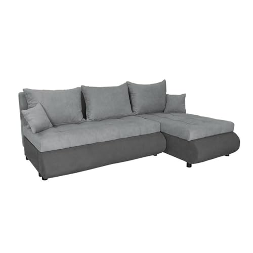 FORNIRO 24 NELA Ecksofa mit Schlaffunktion und Bettkasten - Sofa mit 3 Sitzen und Robustem Überzug - Schlafcouch L-Form Universal - Modern Couch - 199x143x80 cm (Stoff Basic, Grau-Graphit) von FORNIRO 24