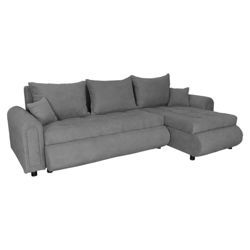 FORNIRO 24 Romeo Ecksofa mit Schlaffunktion und Bettkasten - Sofa mit 3 Sitzen und Robustem Überzug - Schlafcouch L-Form - Modern Couch - 143x232x80 cm (Stoff Basic, Dunkelgrau) von FORNIRO 24