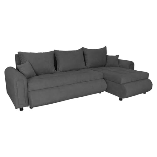 FORNIRO 24 Romeo Ecksofa mit Schlaffunktion und Bettkasten - Sofa mit 3 Sitzen und Robustem Überzug - Schlafcouch L-Form - Modern Couch - 143x232x80 cm (Stoff Basic, Graphit) von FORNIRO 24