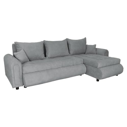 FORNIRO 24 Romeo Ecksofa mit Schlaffunktion und Bettkasten - Sofa mit 3 Sitzen und Robustem Überzug - Schlafcouch L-Form - Modern Couch - 143x232x80 cm (Stoff Basic, Grau) von FORNIRO 24