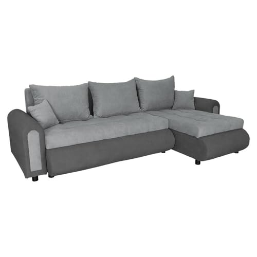 FORNIRO 24 Romeo Ecksofa mit Schlaffunktion und Bettkasten - Sofa mit 3 Sitzen und Robustem Überzug - Schlafcouch L-Form - Modern Couch - 143x232x80 cm (Stoff Basic, Grau - Graphit) von FORNIRO 24