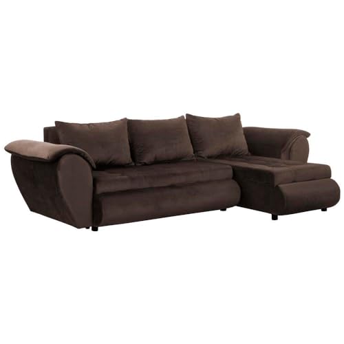 FORNIRO 24 Santana Ecksofa mit Schlaffunktion und Bettkasten - Sofa mit 3 Sitzen und Robustem Überzug - Schlafcouch L-Form Universal - Modern Couch - 265x143x83 cm (Stoff Basic, Braun) von HING HARBOR
