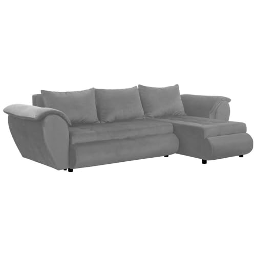 FORNIRO 24 Santana Ecksofa mit Schlaffunktion und Bettkasten - Sofa mit 3 Sitzen und Robustem Überzug - Schlafcouch L-Form Universal - Modern Couch - 265x143x83 cm (Stoff Basic, Hellgrau) von HING HARBOR