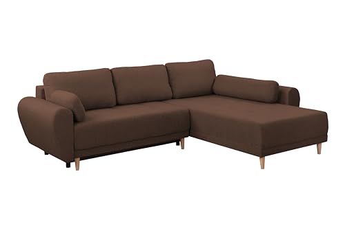 FORNIRO 24 Toronto Ecksofa mit Schlaffunktion und Bettkasten - Sofa mit 3 Sitzen - Universal Schlafcouch L-Form mit Kissen - Modern Couch - 284x90x194 cm - Stoff Basic - Terrakotta von FORNIRO 24