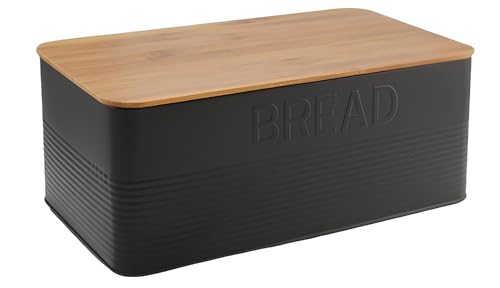 FORNOR 28164 Brotkorb aus Metall mit Deckel aus Bambus von FORNOR