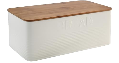 FORNOR 28286 Brotkorb aus weißem Metall mit Deckel aus Bambus FORNOR 28286 Brotkorb aus weißem Metall mit Deckel aus Bambus von FORNOR