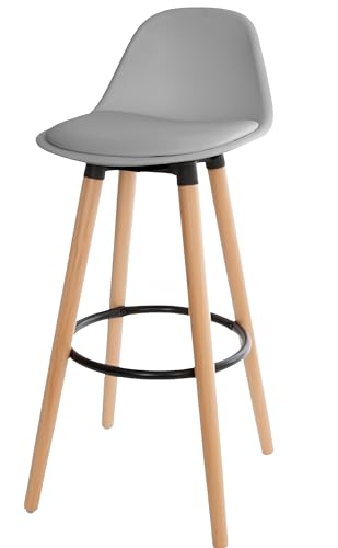 FORNOR 41044 Barhocker, grau, mit Rückenlehne, 40,5 x 38 x 91,5 cm von FORNOR