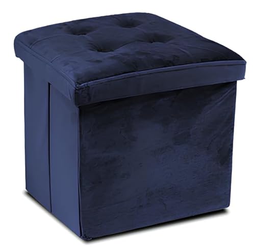 FORNOR 42011 - Puff Ottoman Velvet Blau 38 x 38 x 38 cm von FORNOR