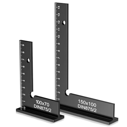 Anschlagwinkel Metall 2 Stück, 90° Vertikaler Schlosserwinkel Zimmermannswinkel mit Messskala, Größe 100 x 70mm und 150 x 100mm Anschlagwinkel Metall 2 Stück, 90° Vertikaler Schlosserwinkel Zimmermannswinkel mit Messskala, Größe 100 x 70mm und 150 x 100mm von FORNORM