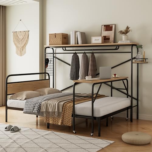 FORNORM 3-in-1 Schlafzimmermöbel-Set, 140x200 Metallbett + Schreibtisch mit Rollen + Garderobenständer, Komplettprogramme für Schlafzimmer, Wohnungen und Wohnheime, Jugendliche und Erwachsene FORNORM 3-in-1 Schlafzimmermöbel-Set, 140x200 Metallbett + Schreibtisch mit Rollen + Garderobenständer, Komplettprogramme für Schlafzimmer, Wohnungen und Wohnheime, Jugendliche und Erwachsene von FORNORM