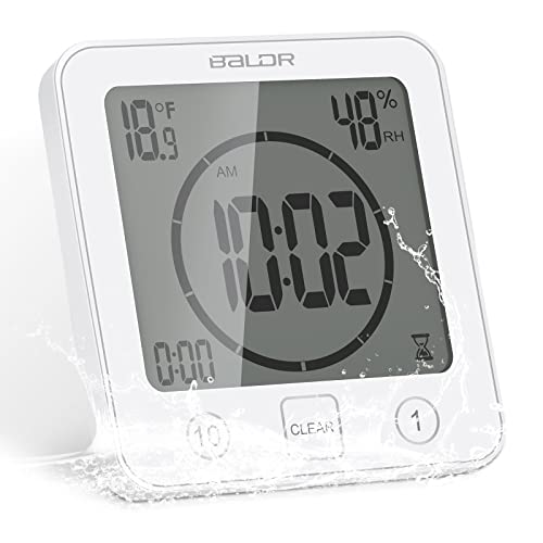 FORNORM Badezimmer Uhr Baduhr Wasserdicht, Uhr mit Temperaturanzeige Dusch Timer Klein Badezimmeruhr mit Saugnapf 3 Installationsarten, Küchen Countdown Timer Batteriebetrieben von FORNORM