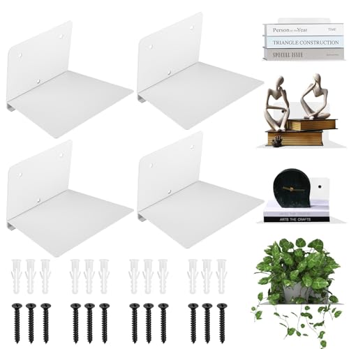 FORNORM Unsichtbare Bücherregale 4er-Set, Edelstahl Schwebendes Bücherregal, Verstecktes Bücherregal aus Metall, Dekoration im Heimbüro, Schwebendes Regale Wand für Schlafzimmer FORNORM Unsichtbare Bücherregale 4er-Set, Edelstahl Schwebendes Bücherregal, Verstecktes Bücherregal aus Metall, Dekoration im Heimbüro, Schwebendes Regale Wand für Schlafzimmer von FORNORM