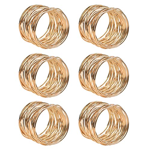 FOROREH 6pcs Serviettenringe Gold Metallmaschen Serviettenschnallen Set 4.2 * 3.6cm Serviettenhalter Napkin Ring für Hochzeitsfeier Esstisch Hotel Dekoration von FOROREH