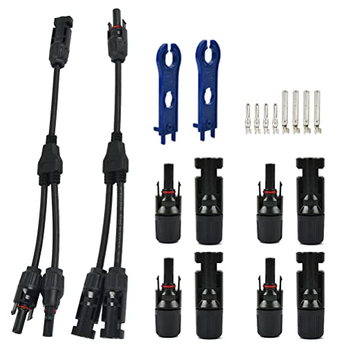 FOROREH Solarpanel Y Stecker, Solarkabel y Verteiler, Solar y kabel mit Solarpanel Stecker, Männlich/Weiblich Solarpanel Kabelstecker, Photovoltaik Steckverbinder mit Schraubenschlüssel von FOROREH