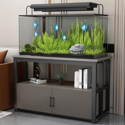 FORRTY Aquarium Mit Unterschrank, Fish Tank Rack Aquarienständer 2-stöckig, 40–120 Cm Lang, Platzsparend, Hohe Tragkraft, Mit Türen Und Ablagen, Ideal Für Wohnzimmer Und Restaurants(Black+gray,100X40X FORRTY Aquarium Mit Unterschrank, Fish Tank Rack Aquarienständer 2-stöckig, 40–120 Cm Lang, Platzsparend, Hohe Tragkraft, Mit Türen Und Ablagen, Ideal Für Wohnzimmer Und Restaurants(Black+gray,100X40X von FORRTY