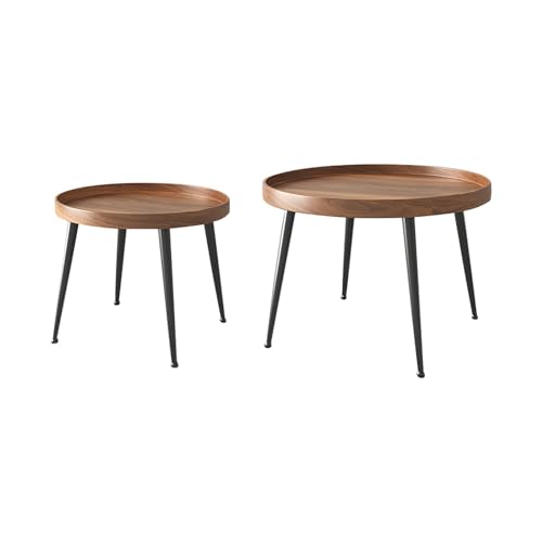 FORRTY Couchtisch 2er Set, Mit hohem Kantenschutz, Couchtische,Schlichtes Design und breite ArbeitsplatteWird in Büros, Sofatisch,satztische fürs Wohnzimmer(Braun,50cm+76cm) von FORRTY