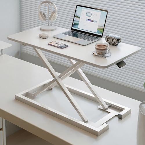 FORRTY Höhenverstellbarer Schreibtischaufsatz, Sit to Stand Converter Mit Tastaturablage, Breite 65/80/94CM, Belastbar Bis 30kg, Desktop Riser for Home Office Laptop Und Computer(White 1,80cm(31.5")) von FORRTY