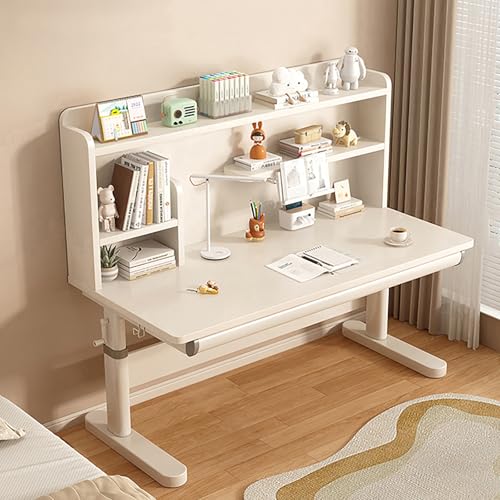 FORRTY Höhenverstellbarer Schülerschreibtisch Mit Regal & Lochwand, Kurbel Arbeitstisch Mit Schublade, Schreibtisch for Schüler, Computertisch Mit Organizer, Home Office & Schule(Desk3,140CM) von FORRTY