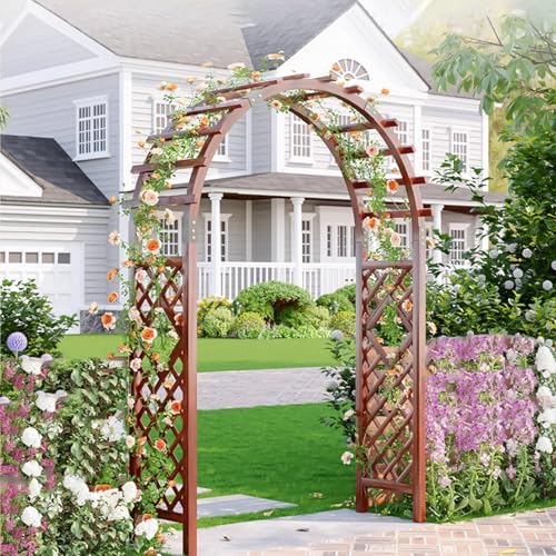 FORRTY Holz Gartenbogen Mit Pflanzkasten Rosenbogen Hochzeit Bogen for Zeremonie Rankhilfe for Kletterpflanzen Outdoor Dekorativer Gartenbogen for Terrasse Eingang Rasen Party(Without Box,160cm) von FORRTY
