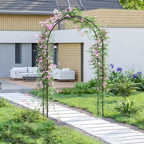 FORRTY Metall Gartenbogen Rosenbogen Rankhilfe for Kletterpflanzen Outdoor Hochzeitsbogen Rahmen Torbogen for Eingang Garten Rasen Kürbisranken Ballondekoration Halloween Weihnachten(Schwarz) von FORRTY