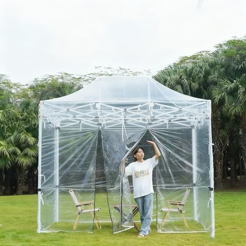 FORRTY Pop Up Pavillon Mit Transparenten PVC Seitenwänden 4cm Stahlrahmen Faltpavillon Wasserdichtes Partyzelt Gartenpavillon for Camping Markt Terrasse Grillen Outdoor Event(Four-Sided,2X3m) von FORRTY