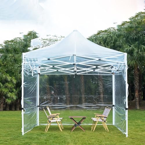 FORRTY Pop Up Pavillon Mit Transparenten PVC Seitenwänden 4cm Stahlrahmen Faltpavillon Wasserdichtes Partyzelt Gartenpavillon for Camping Markt Terrasse Grillen Outdoor Event(Three-Sided,3X3m) von FORRTY