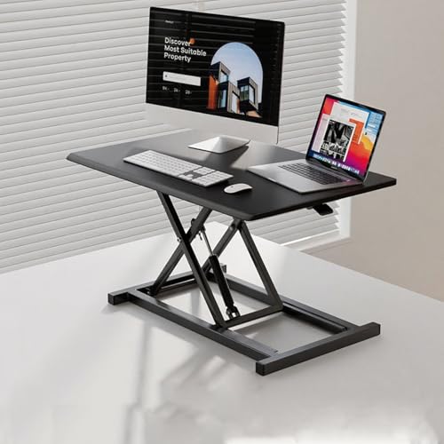 FORRTY Schreibtischaufsatz Höhenverstellbar, Standing Desk Converter Mit Tastaturablage, 65/75/80/95cm, Desktop Workstation for Home Office Laptop Und Computer(Schwarz,75cm(29.5")) von FORRTY