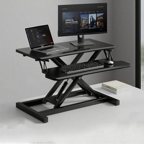 FORRTY Schreibtischaufsatz Höhenverstellbar, Standing Desk Converter Mit Tastaturablage, 65/75/80/95cm, Desktop Workstation for Home Office Laptop Und Computer(Schwarz,80cm(31.5")) von FORRTY