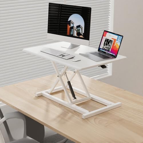 FORRTY Schreibtischaufsatz Höhenverstellbar, Standing Desk Converter Mit Tastaturablage, 65/75/80/95cm, Desktop Workstation for Home Office Laptop Und Computer(Weiß,75cm(29.5")) von FORRTY