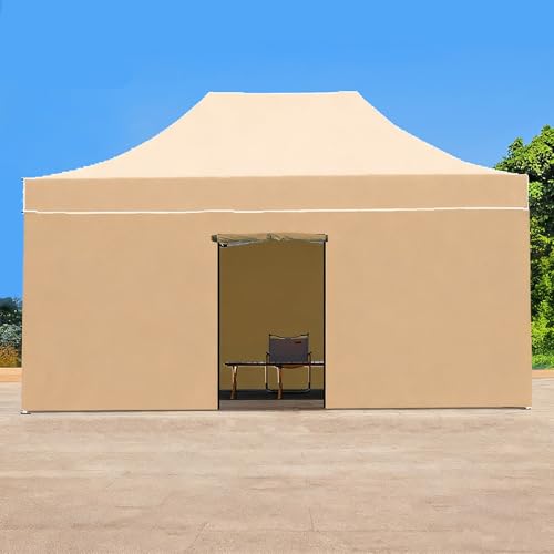 FORRTY Schwerlast Hexagon Faltpavillon Mit Seitenwänden 45mm Stahlrahmen Pop Up Pavillon Wasserdicht UV-Schutz Gartenpavillon 2m/3m/4.5m Partyzelt Outdoor Pflanzen Gewächshaus(Opaque,3X4.5m) von FORRTY