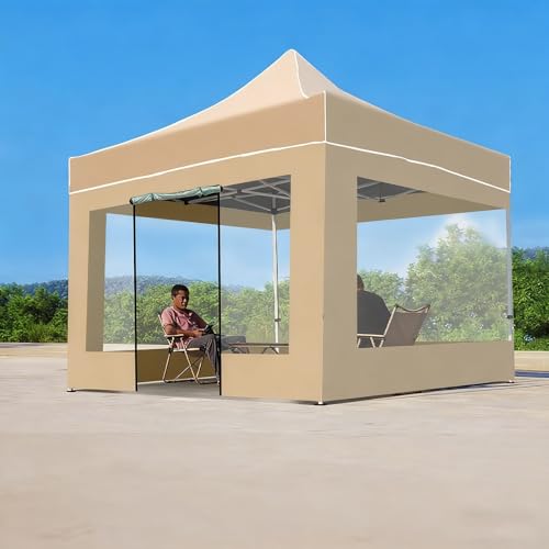 FORRTY Schwerlast Hexagon Faltpavillon Mit Seitenwänden 45mm Stahlrahmen Pop Up Pavillon Wasserdicht UV-Schutz Gartenpavillon 2m/3m/4.5m Partyzelt Outdoor Pflanzen Gewächshaus(Transparent,3X3m) von FORRTY