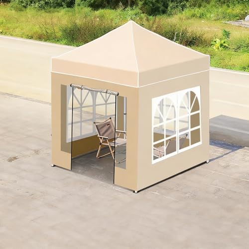 FORRTY Schwerlast Hexagon Faltpavillon Mit Seitenwänden 45mm Stahlrahmen Pop Up Pavillon Wasserdicht UV-Schutz Gartenpavillon 2m/3m/4.5m Partyzelt Outdoor Pflanzen Gewächshaus(with Windows,2X2m) von FORRTY