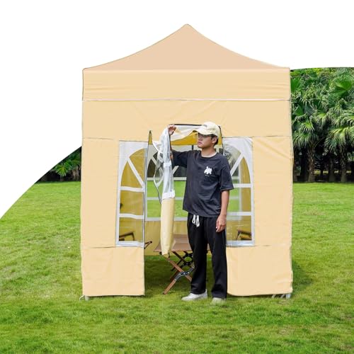 FORRTY Schwerlast Pop Up Pavillon Mit 4 Seitenwänden Faltpavillon Mit Klar Sichtfenstern Wasserdichtes Partyzelt Gartenpavillon for Terrasse BBQ Camping Marktstand Event Outdoor(2.5X2.5m) von FORRTY