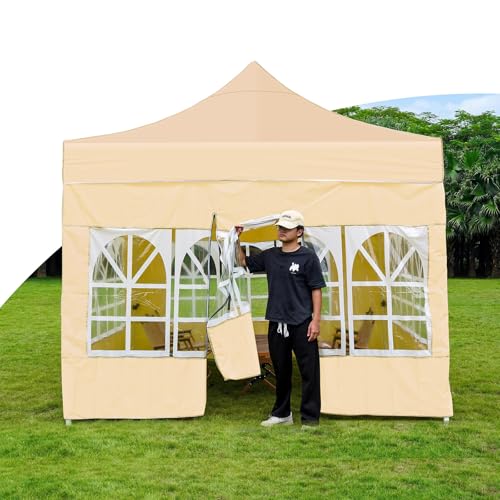 FORRTY Schwerlast Pop Up Pavillon Mit 4 Seitenwänden Faltpavillon Mit Klar Sichtfenstern Wasserdichtes Partyzelt Gartenpavillon for Terrasse BBQ Camping Marktstand Event Outdoor(3X3m) von FORRTY