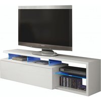 Altri - TV-Ständer Pittsburgh, Sideboard für Wohnzimmerfernseher mit 1 Tür, TV-Ständer mit LED-Licht, Lounge-Buffet, cm 150x41h50, Glänzend Weiß von ALTRI