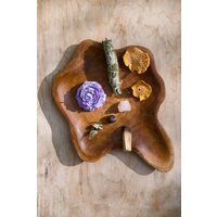 Holzplatte Tablett Bali Teak Handarbeit Holzgeschirr Dishware Tempel Altar Dekoration Obst Anrichte Rustikal von FORSCHART