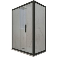 Eck-Duschkabine in pvc 90x100 Klarglas Matt-Schwarz Deco Duo von FORTE