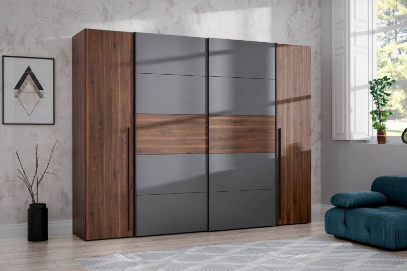 FORTE Dreh-/Schwebetürenschrank Narago, TOPSELLER zum TOP Preis! In verschiedenen Farben mit zahlreichen Einlegeböden, viel Stauraum, Made in Europe von FORTE